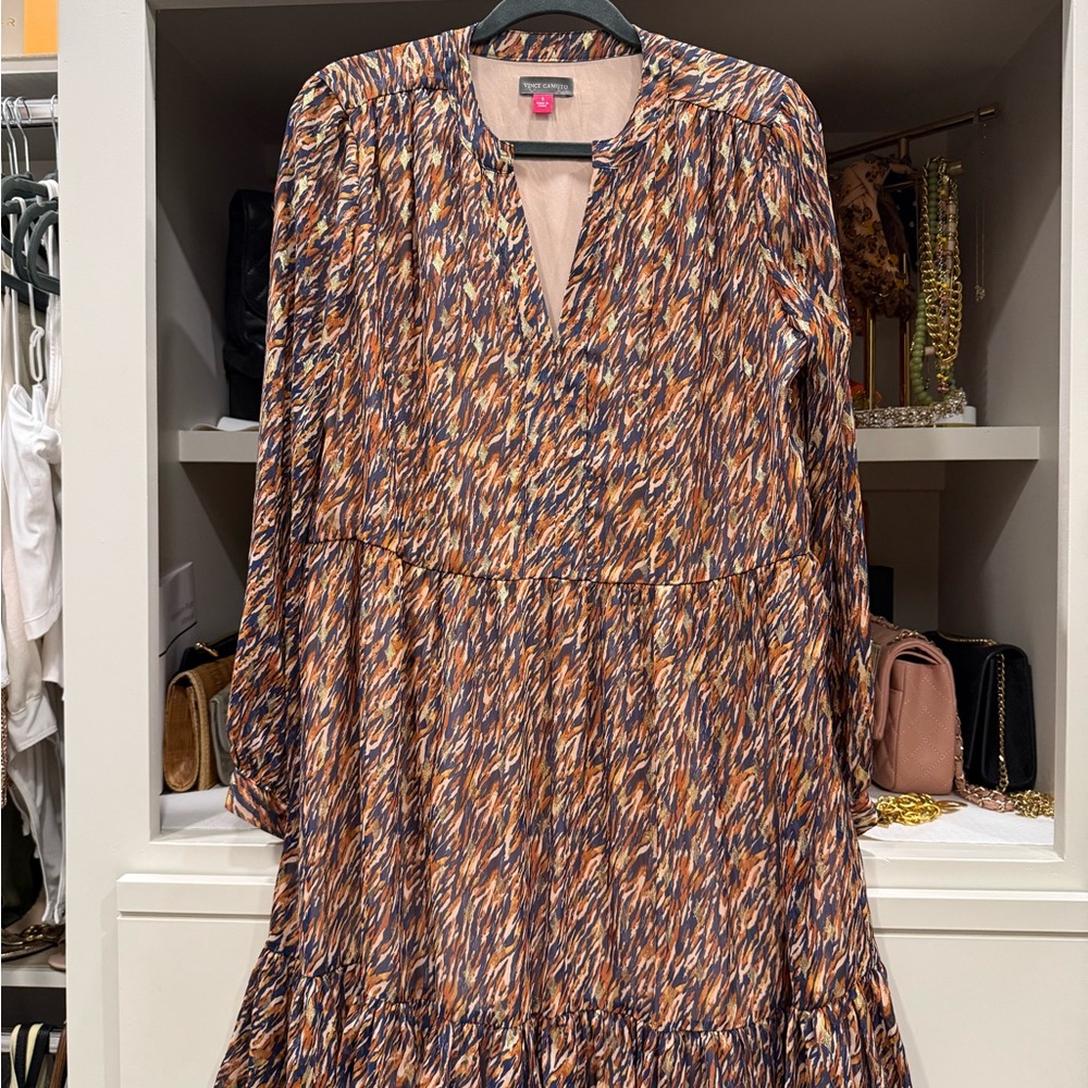 Vince Camuto Long Sleeve Dress in Blue and Orange